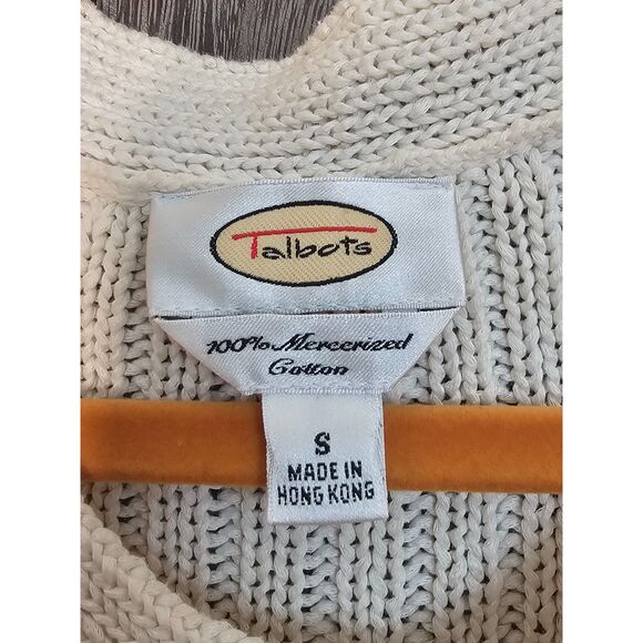 Talbots Knit Bell Sleeves Button Front Cardigan Ivory Small - Picture 6 of 16
